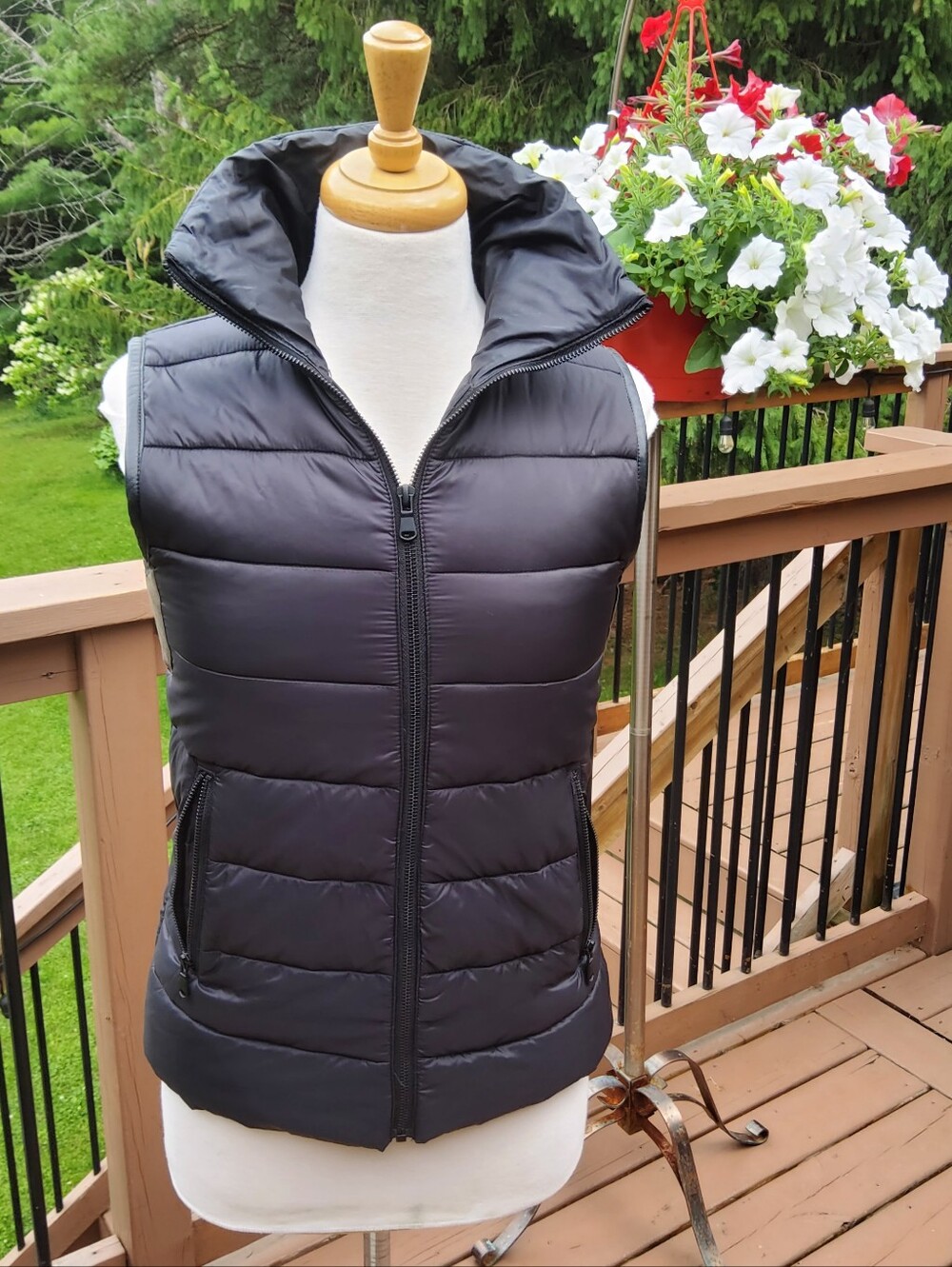 Danier Black Quilted Puffer Vest with Stand Collar